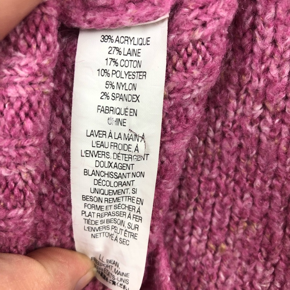 L.L. Bean Wool Blend Cable Knit Cardigan Sweater - Picture 4 of 5